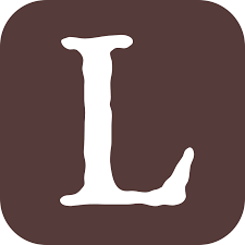 Librarything logo white L on brown background
